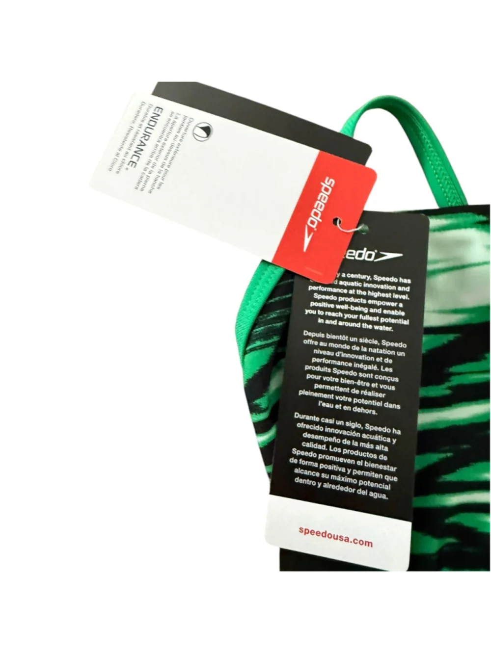 Speedo Endurance One Back Competition Swimsuit Green Black Print Size 8/34 NWT